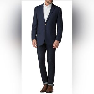 Alexandre London Saville Row Blazer size 46R Color Navy Gray Notch Lapel | NWT
